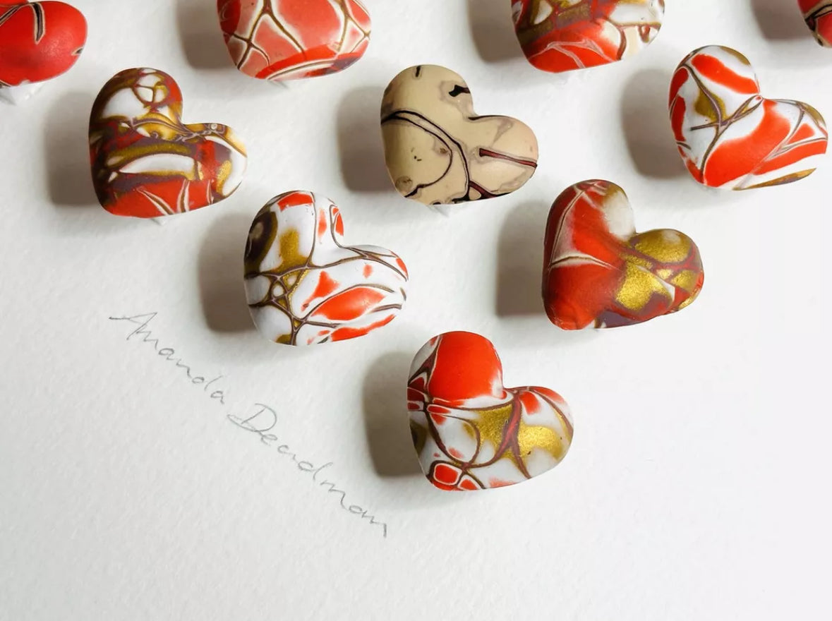 LOVE - RED GOLD WHITE & BEIGE MOKUME GANE