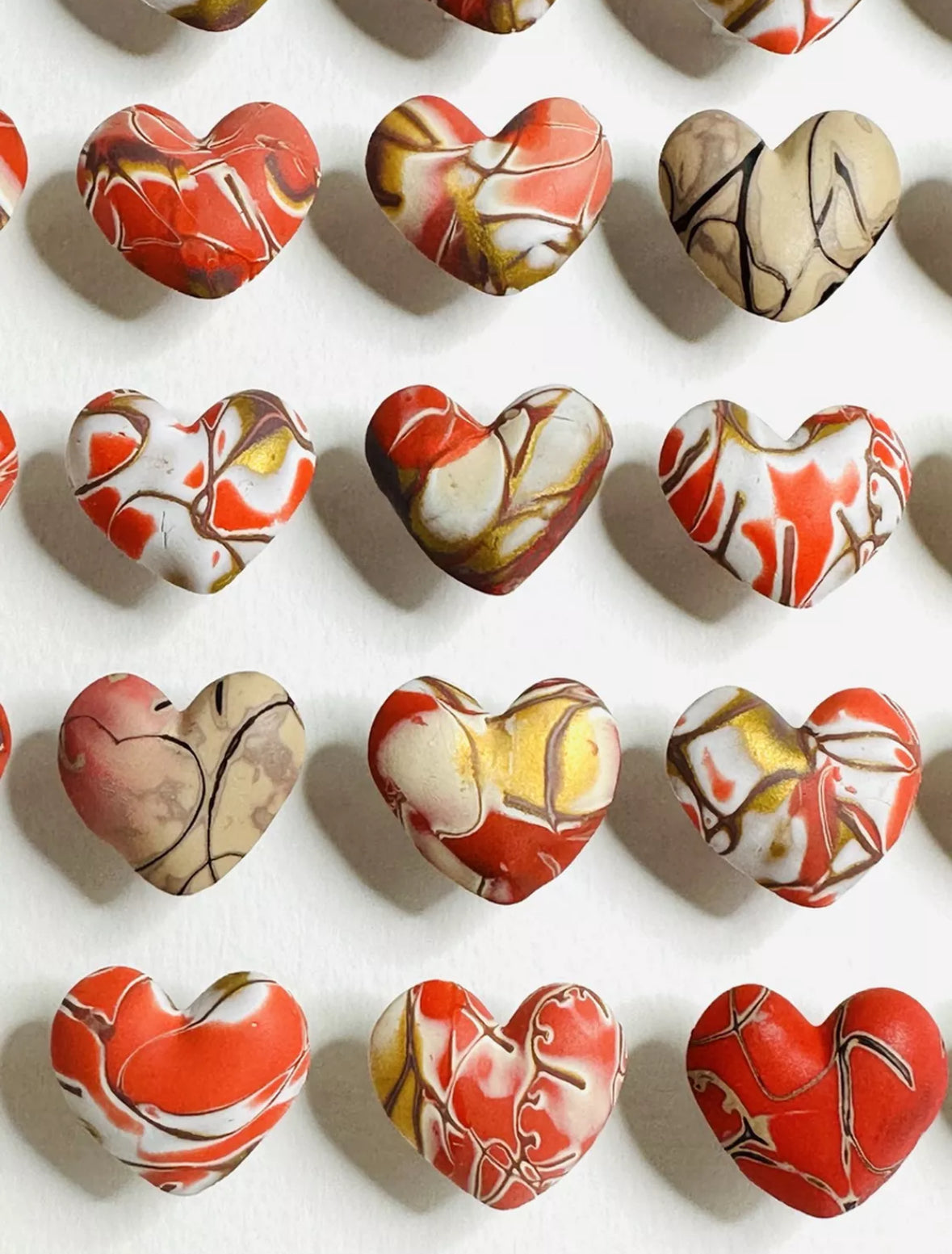 LOVE - RED GOLD WHITE & BEIGE MOKUME GANE