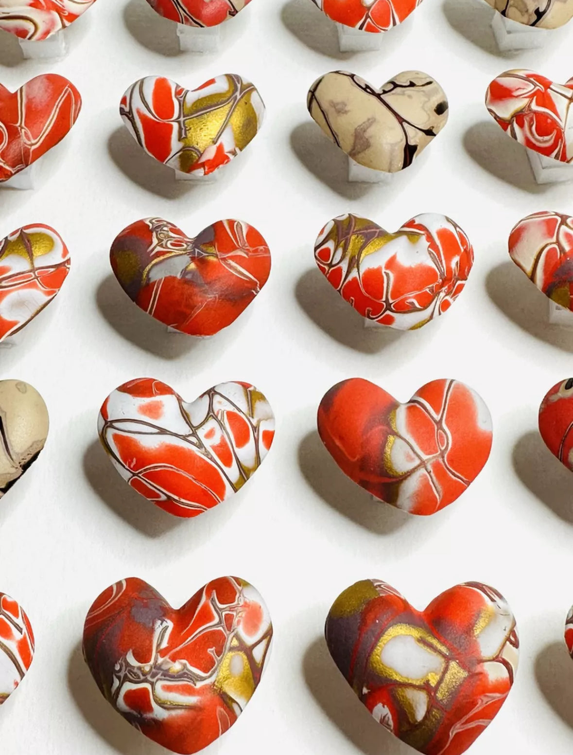 LOVE - RED GOLD WHITE & BEIGE MOKUME GANE